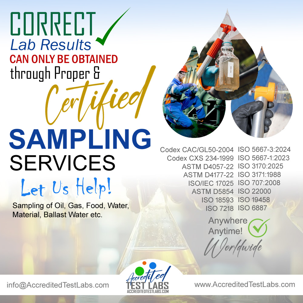 Sampling Services for oil, gas, food, water, material.