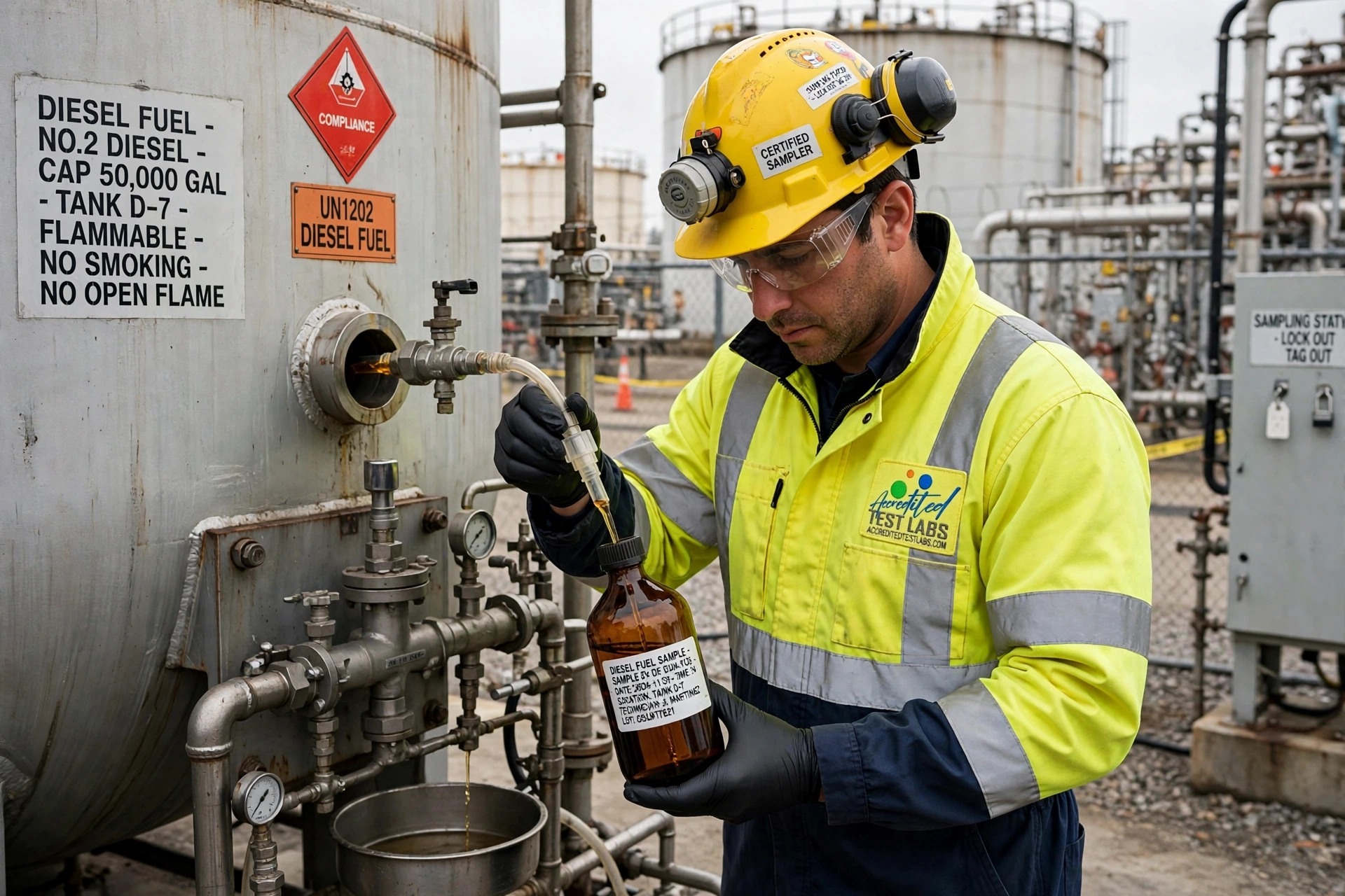 Diesel sampling at oil terminal