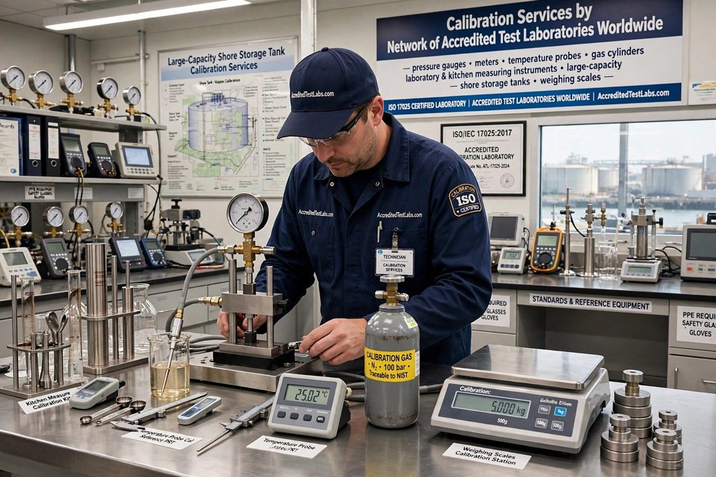 Calibration Services Premium - Pressure Gauges Meters Temperature Probes Gas Cylinders Laboratory Kitchen Measuring Instruments Shore Storage Tanks Weighing Scales ISO 17025